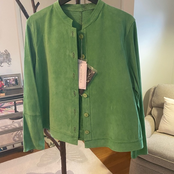 Green leather and suede jacket 1X NWT - Picture 2 of 15